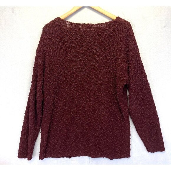Vintage Woods & Gray Bubble Knit Sweater Womens Size Medium Chunky Mahogany Red - Picture 2 of 16